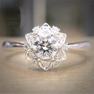 New Beautiful 925 Silver Stamped Sim. Diamond Ring